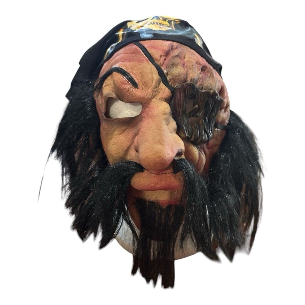 Pirate Latex Mask Halloween The Paper Magic Group 2008 Synthetic Hair Bandana